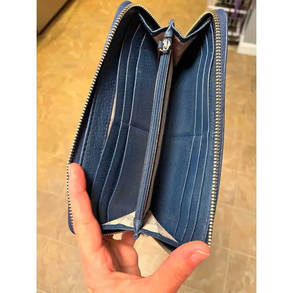 Michael Kors Jet Set Navy Blue Zip Around Long Continental Wallet EUC - Picture 7 of 16